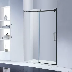 Australian Standards Frameless Tempered Glass Shower Room Stainless Steel Handle Sliding Shower Door