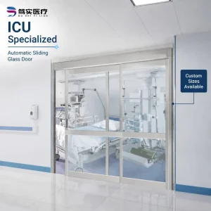 Automatic ICU Sliding Glass Door for Hospital Medical Isolation Rooms with Large Vision Panel