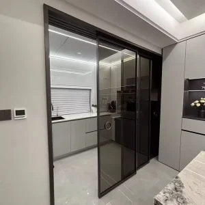 Automatic Sliding Door System Interior Narrow Frame Trackless Aluminum Alloy Sound Insulation Sliding Doors