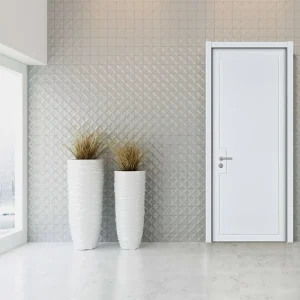 B1033 Painted White Victorian Solid Wood Interior Door with Side Opening and Sound Insulation for Bedrooms, Hotels, Villas, and Outdoor Use