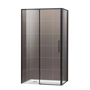 BEJOY Sliding Black Framed Stainless Steel Shower Room Tempered Glass Shower Door