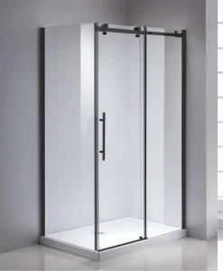 BJ A9184 L-shaped Straight Frame Polished Stainless Steel Bathroom Wet Dry Separation Sliding Door Pulley Set Glass Shower