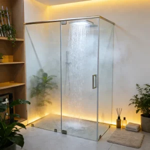 BJW509 Aluminium Alloy Rectangle Hinge Shower Enclosure with Wet-Dry Separation Flat Door Glass for Bathroom Hotel