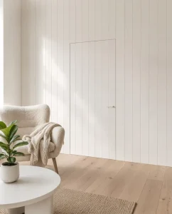 BOCHARM White Wood Panel Flush Hidden Door Modern Minimalist Frameless Invisible Interior Door Custom for Luxury Home