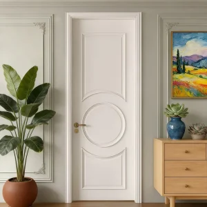 Baked-Lacquer Solid-Wood Composite French-Style Flat-Panel Interior Door with Sound Insulation