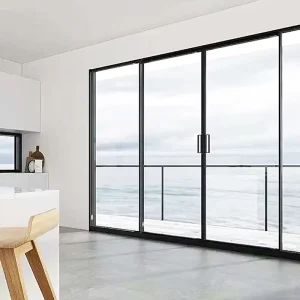 Balcony Door Very Narrow Steel Frame Sliding Glass Door Double Hollow Toughened Large Glass Design