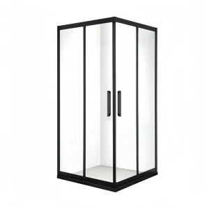 Bathroom Aluminum Frame Shower Door Hotel Modern Tempered Glass Square Black Sliding Shower Enclosure