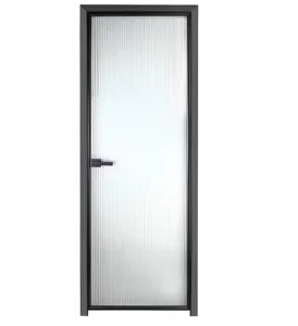 Bathroom Entry Door Decorative Aluminum Alloy Single Glass Swing Door for Living Room Interior