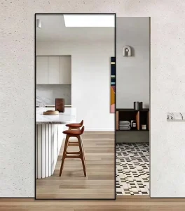 Bathroom Floating Sliding Door Single-Panel Kitchen Door Mirrored Ghost Door