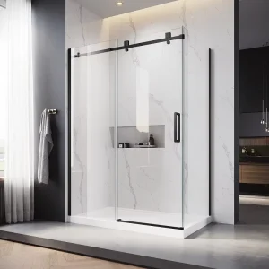 Bathroom Shower Room Tempered Glass Partition Single Sliding Frameless Shower Doors