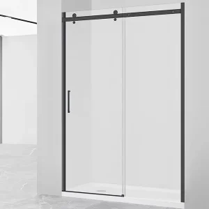 Bathroom Stainless Steel Tempered Glass Single Sliding Frameless Shower Door