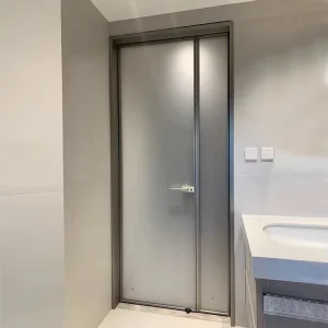 Bathroom Swing Door, 8mm Fluted Glass Aluminum Casement Door