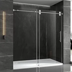 Bathtub Sliding Shower Door with 8mm Nano Easy-Clean Tempered Glass, Hinged Shower Enclosure
