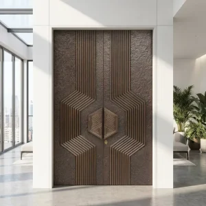 Bespoke Royal-Style Heavy-Duty Large Double-Leaf Copper Security Entrance Door for Residential Estates