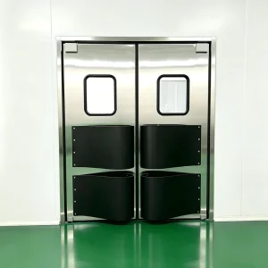 Bidirectional Double-Leaf Stainless Steel Traffic Crash Door for Supermarket Cold Storage Warehouse