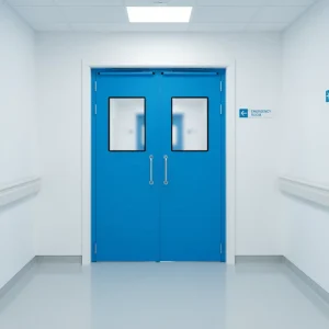 Automatic Hospital Double Swing Steel Door with Airtight Sound Insulation