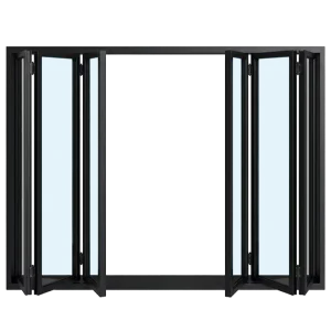 Black Aluminium Bifold Door Double Glazed Thermal Break Exterior Folding Door Large Glass Panoramic Patio Door