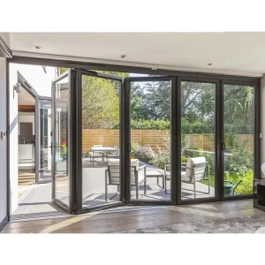 Black Aluminum Alloy Folding Sliding Patio Door