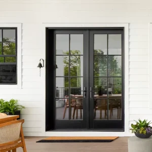 Black Aluminum Alloy Glass French Entry Door for Villa