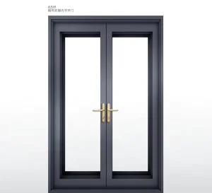Black Aluminum Double-Leaf Door Modern Exterior Swing Door