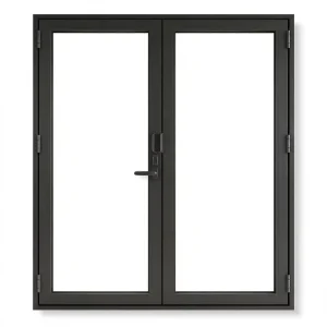Black Aluminum Glass Double Swing Front Entry Patio Door