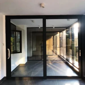 Black Aluminum Glass Kitchen Cabinet Sliding Door with Waterproof Minimalist Design for Villa or Apartment
