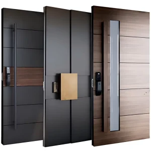 Black Anti-Theft External Security Front Door with Side Glass Panels Stainless Steel Main Door