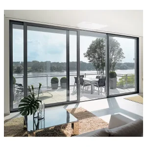 Black Balcony Aluminium Double-Glazed Automatic Sliding Glass Door