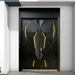 Black Cast Aluminum Security Door Anti-Theft Multi-Point Lock Villa Residence