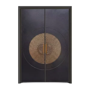 Black Door with Concentric Circle Motif