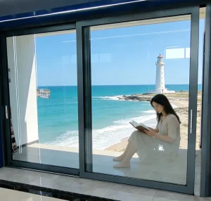 Black Double-Glazed Aluminum Alloy Sliding Door, Heat-Insulating and Soundproof