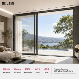 Black-Frame Aluminum Sliding Door with Narrow Profile Divider