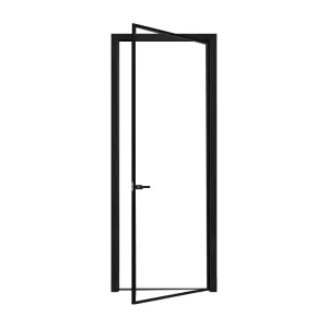 Black-Frame Narrow-Frame Interior Partition Bathroom Casement Door, European Aluminum, Frosted Glass