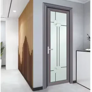 Black Frame Narrow Interior Partition Bathroom Frosted Glass Casement Door European Aluminum