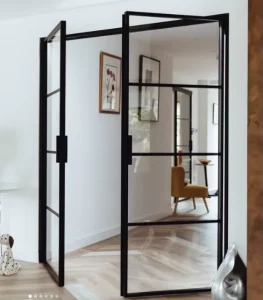 Black-Framed Aluminum Alloy Sliding Swing Door for Garden Balcony Corridor