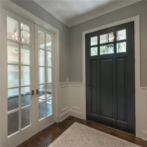 Black Iron Gate Door with Smart Lock and Aluminum