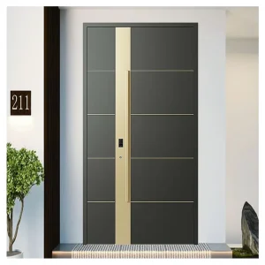 Black Matte Aluminum Alloy Front Entry Door Smart Handle Modern Exterior Entrance Door for Home