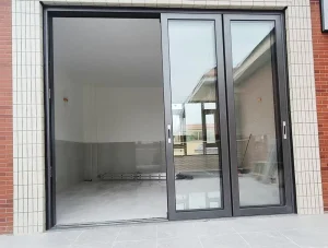 Black Narrow-Frame Aluminum Large-Opening Exterior Waterproof Glass Sliding Entry Door
