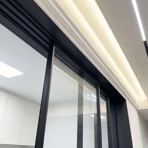 Black Narrow-Frame Three-Track Sliding Door Sound Insulation Gas-Tight Interior Door