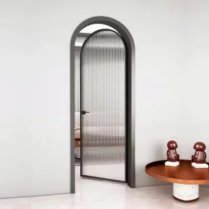 Black Narrow-Profile Tempered Glass Swing Interior Door for Kitchen, Pantry, or Laundry