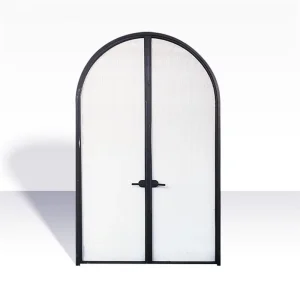 Black Slim-Frame Tempered Glass Aluminum Hinged Interior Door for Closet or Wine Room
