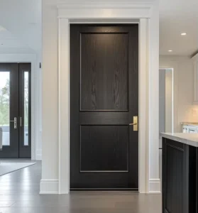 Black Solid Wood Panel Interior Door, Sound Insulation, for Villa, School, Bedroom, and Home Use
