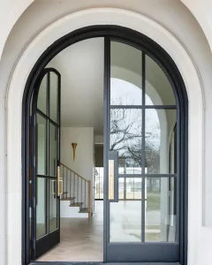 Black Steel French Door with Energy-Saving Double Glass for Residential Building Manufacturer