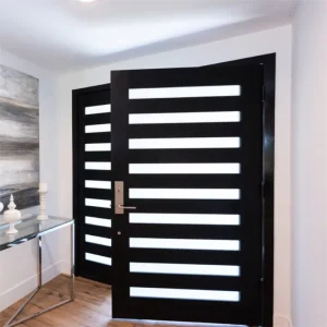 Black Wooden Glass Double Entry Swing Door