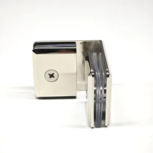 Brass Bevel Edge Bathroom Glass Door Clamps with Polished Nickel Finish for Shower Panel