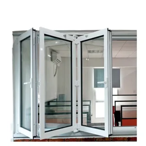 Broken Bridge Aluminum Alloy Folding Doors and Windows for Bathroom and Kitchen Partitions, Frameless Glass Sliding Door