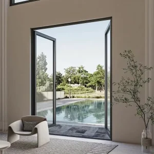 Broken Bridge Aluminum Alloy Swing Door with Passive Insulated Glass for Office Buildings