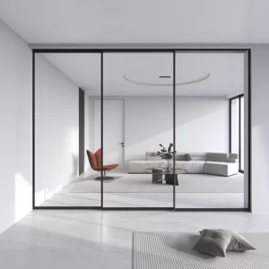 Broken-Bridge Aluminum Door System, Stainless Steel, Modern Panoramic, Soundproof, Thermal Insulation, Staircase