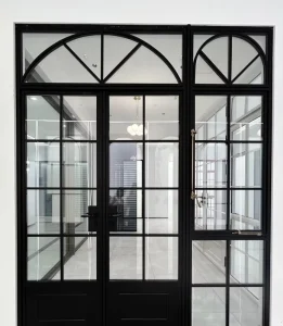 Broken Bridge Aluminum Lattice French Sliding Door for Villa, Modern Design, Windproof
