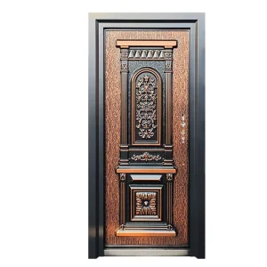 Brown Copper-Painted Zinc Swing Residential Front Entry Door